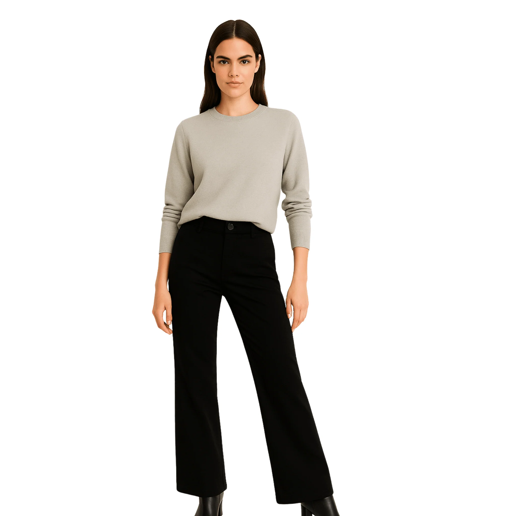 Lightweight Flared Mid-Rise Trousers Enhanced