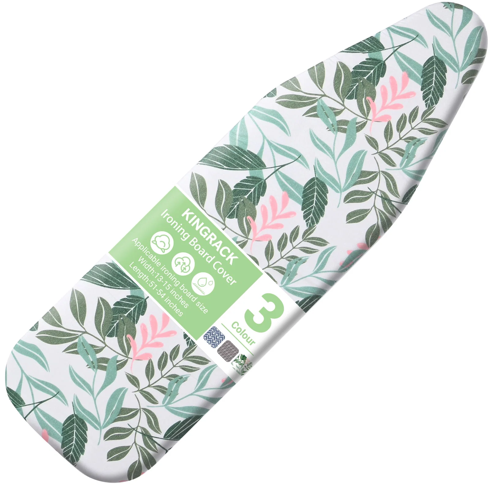 Superior KINGRACK Ironing Board Cover with Spring Toggle Heat Resistant Elasticized Edge 15 quot x54 quot Printed Blue Brushstrokes 1554-1999-Green Consistent
