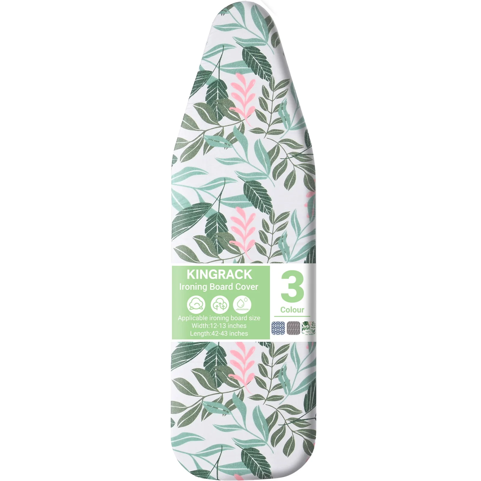 Refined KK KINGRACK Ironing Board Cover with Spring Toggle Heat Resistant Elasticized Edge 13 quot x43 quot Printed Blue Brushstrokes 1343-1999-Green High-Performance