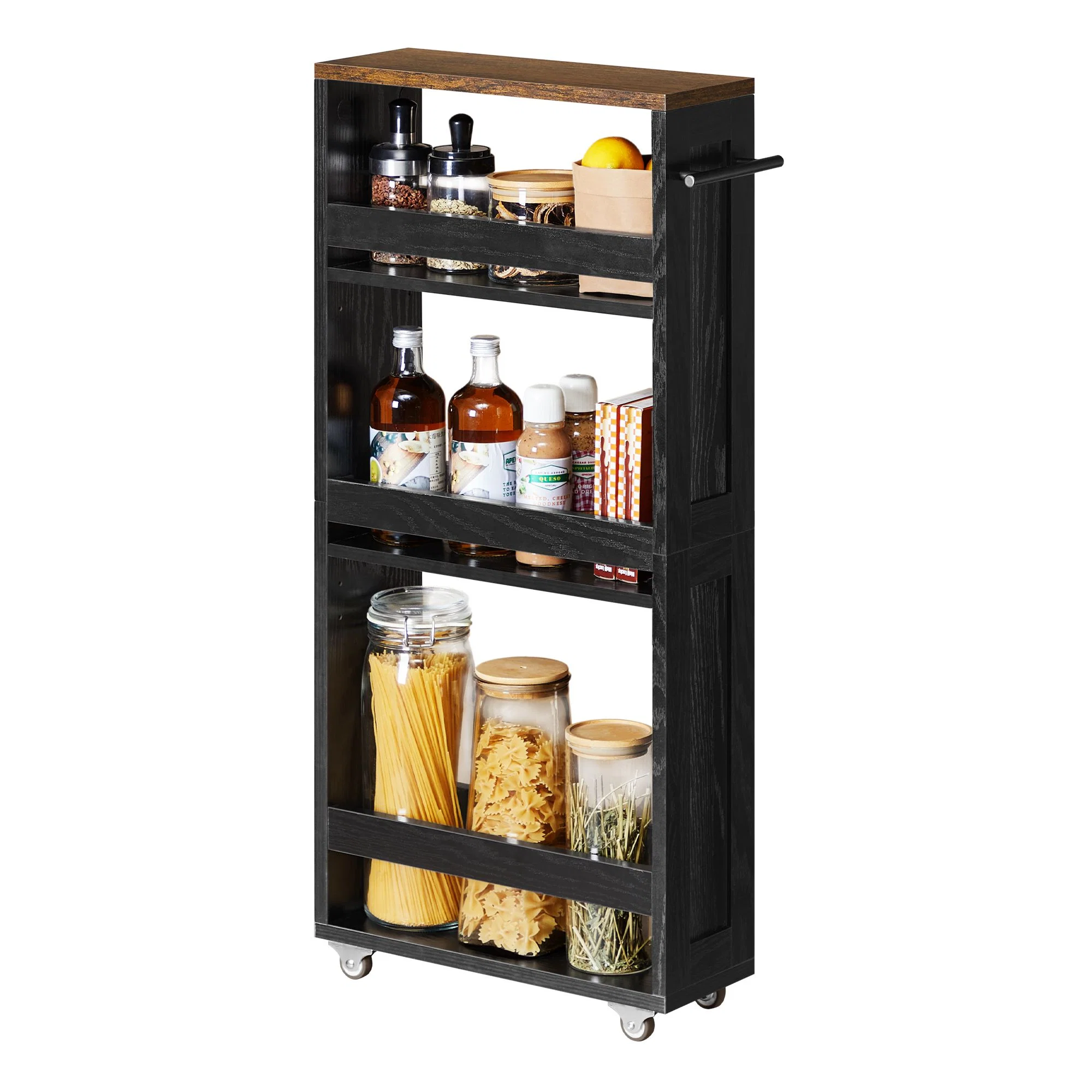 Selected VASAGLE VASAGLE 4-Tier Slide-Out Storage Cart Slim Kitchen Cart for Small Spaces Fine