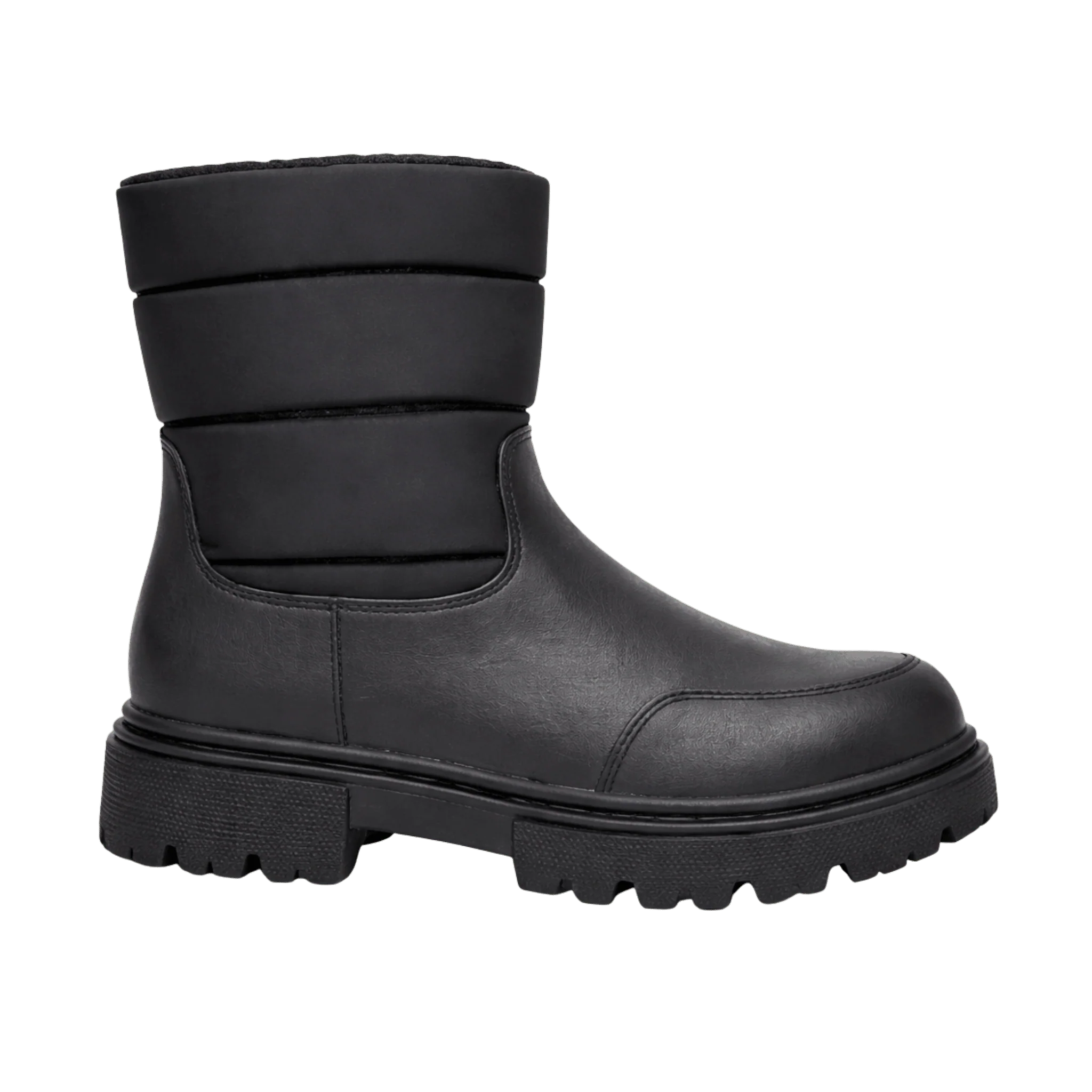 Refined Quilted Short Winter Boot with Lug Sole Fast