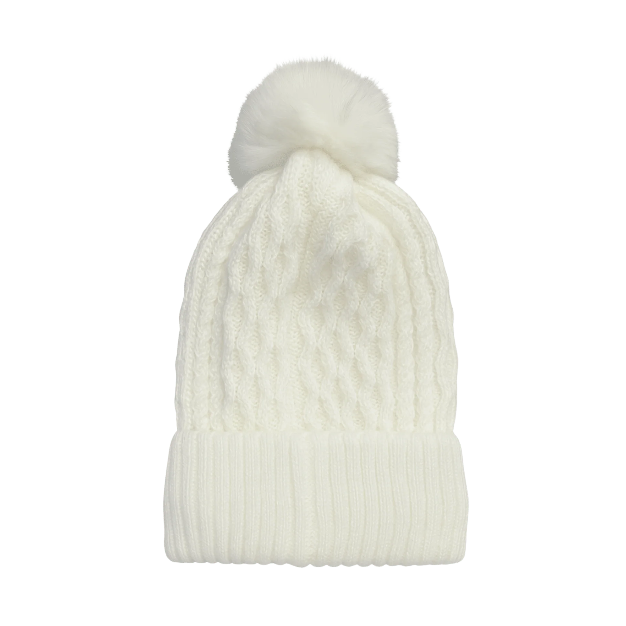 Dependable Cable-Knit Pom-Pom Beanie Fashionable