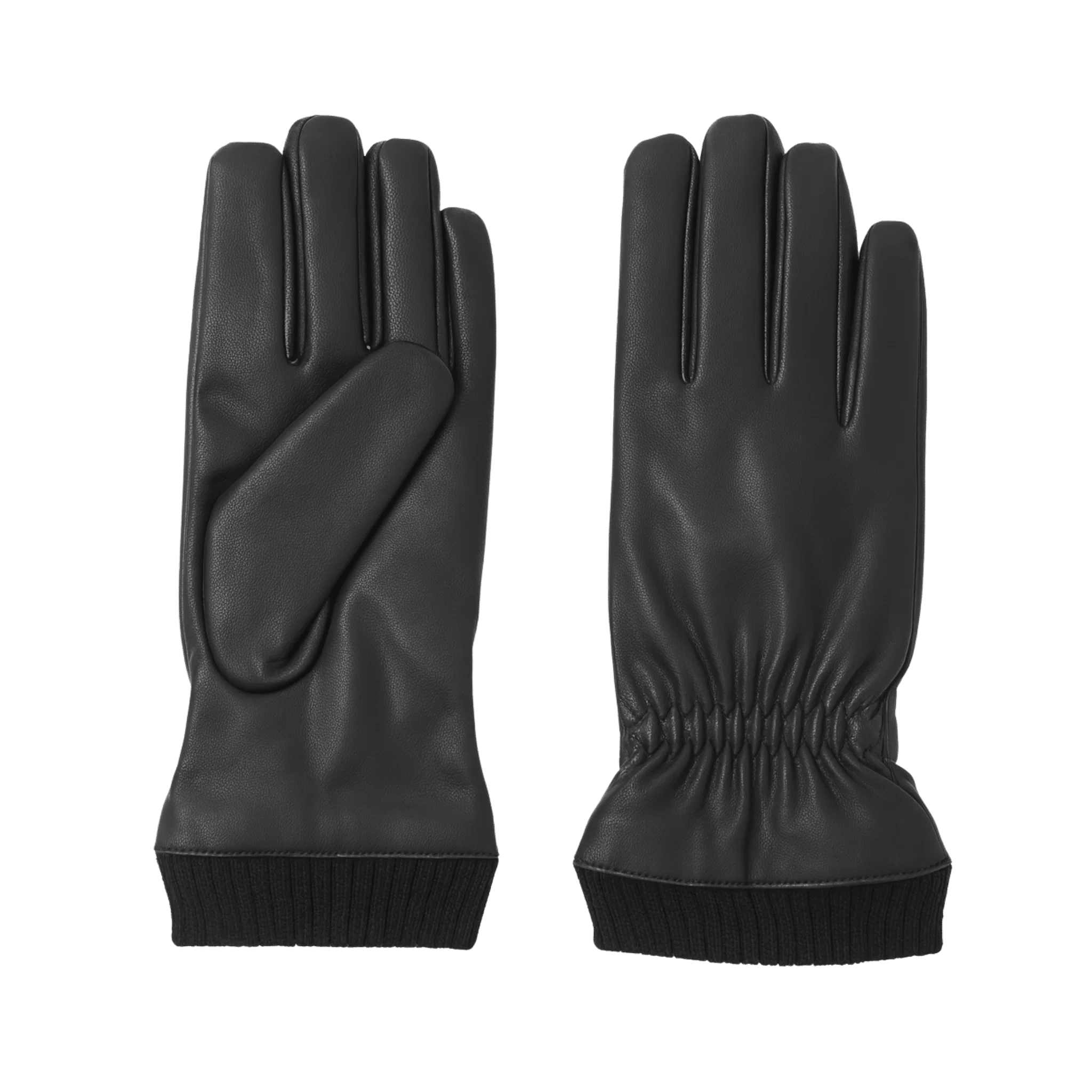 High-Grade Faux Leather Lined Gloves with Ribbed Cuffs Safe