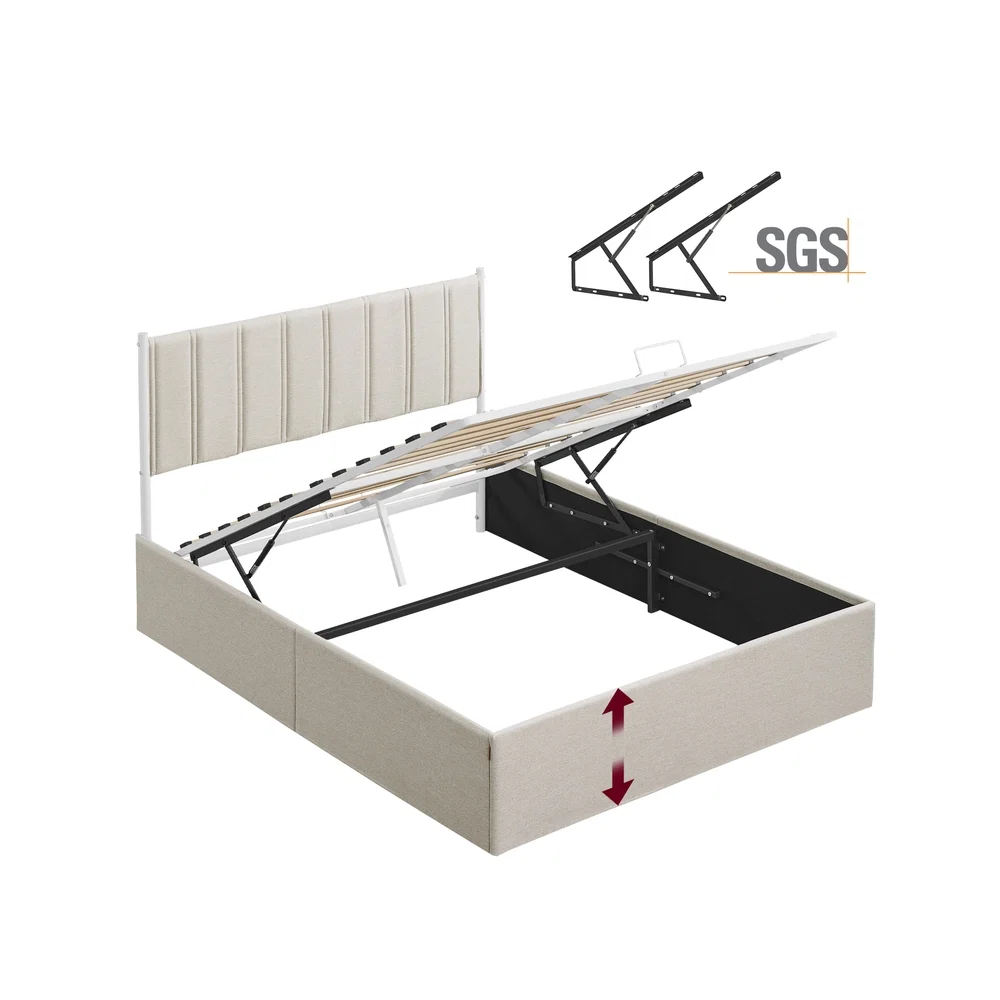 Fine VASAGLE Lift Up Storage Bed Frame Queen Size Modern