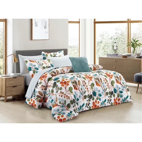High-End Amber Botanical Comforter Set – 8 Pieces Authentic