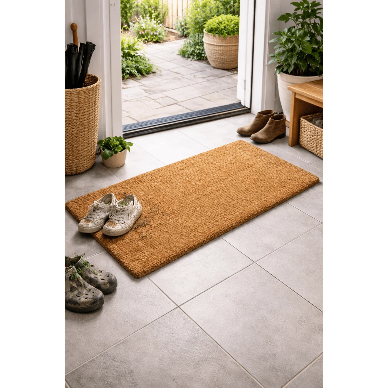 Healthy Natural Coir Door Mat with PVC Backing Safe