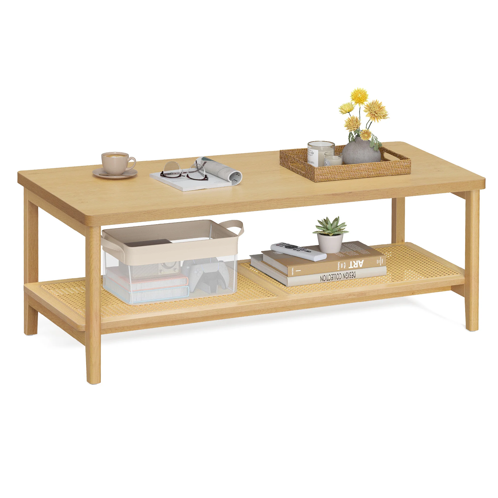 Effective VASAGLE VASAGLE 2-Tier Coffee Table for Living Room Rectangular Living Room Table Outstanding