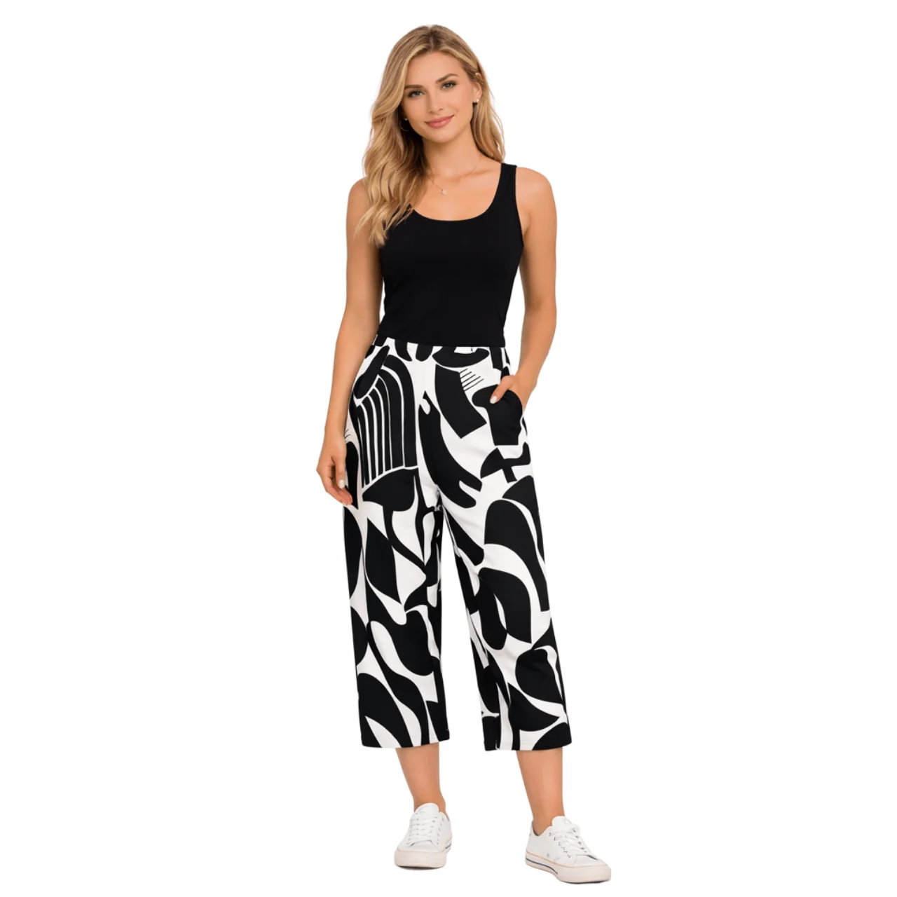 Selected Wide-Leg Cropped Pull-On Pants Fine
