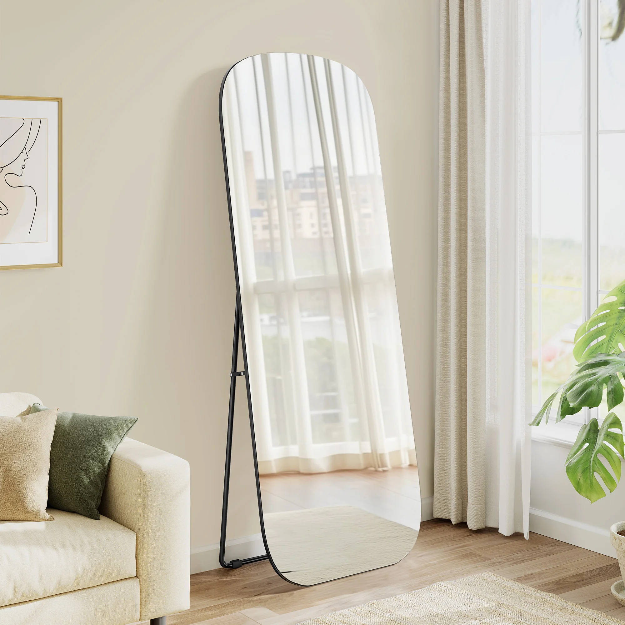 Long-Lasting SONGMICS SONGMICS Full Length Mirror 160 x 50 cm Rounded Rectangle Full Body Floor Mirror with Stand Specialty