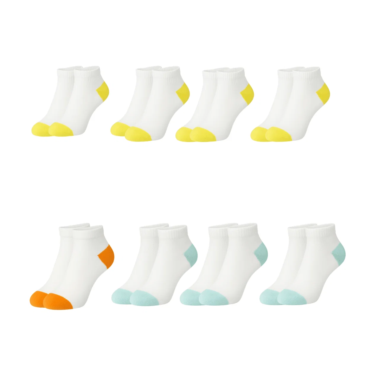 Relaxed 8-Pack Girls Ankle Sport Socks Ages 7–9 – Cotton Blend with Color Accents Original Design