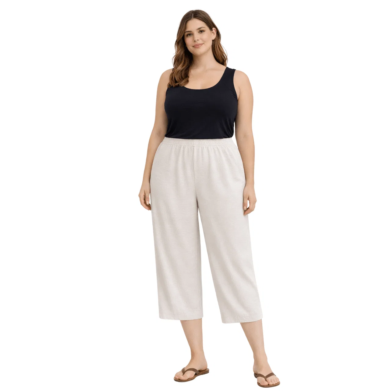 Authentic Plus Size Cropped Wide-Leg Pants High-Performance