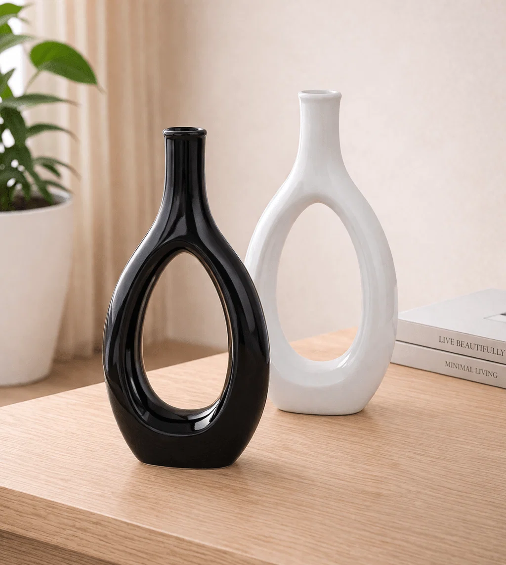Optimized Ceramic Cut-Out Bud Vase – 6 in White or Black Contemporary