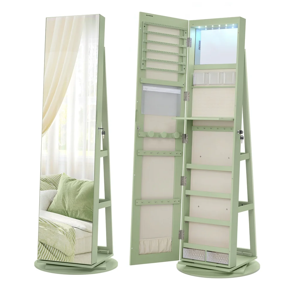 Genuine SONGMICS 6 LEDs Lockable Mirror Jewelry Cabinet Outstanding