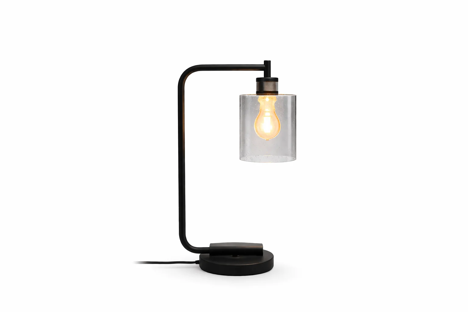 Effective Minimalist Black Desk Lamp with Glass Shade Exclusive