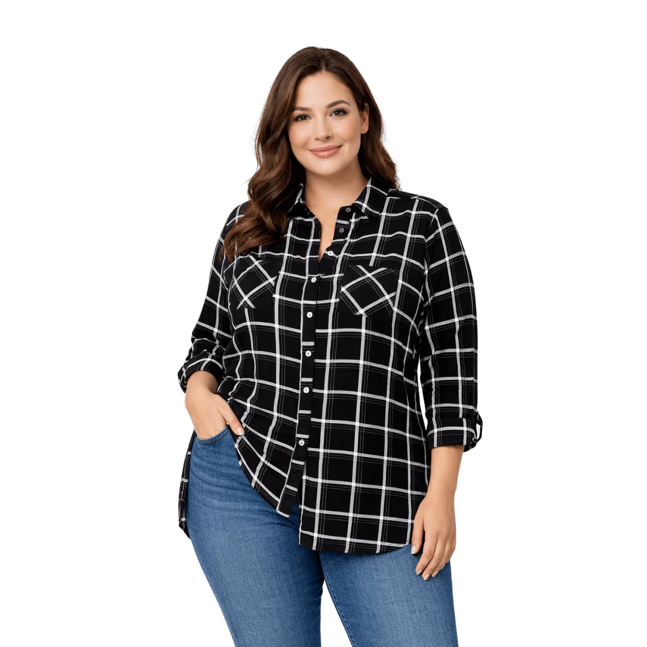 Exclusive Checked Button-Front Shirt High-Grade