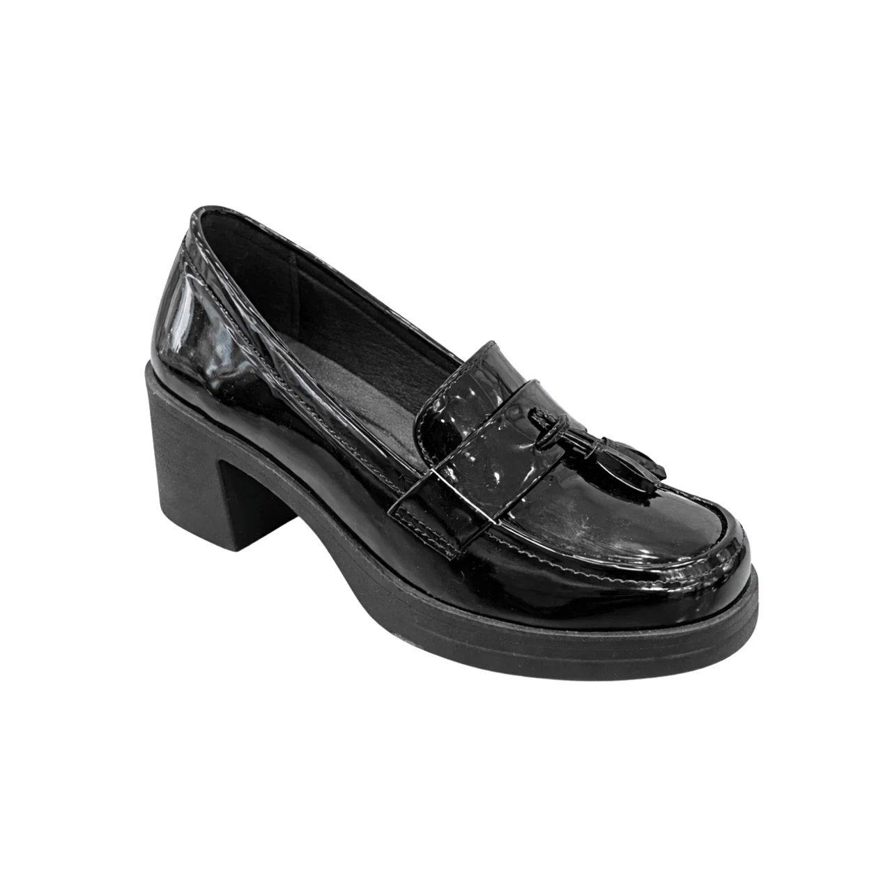 Verified Patent Block Heel Loafers Organic