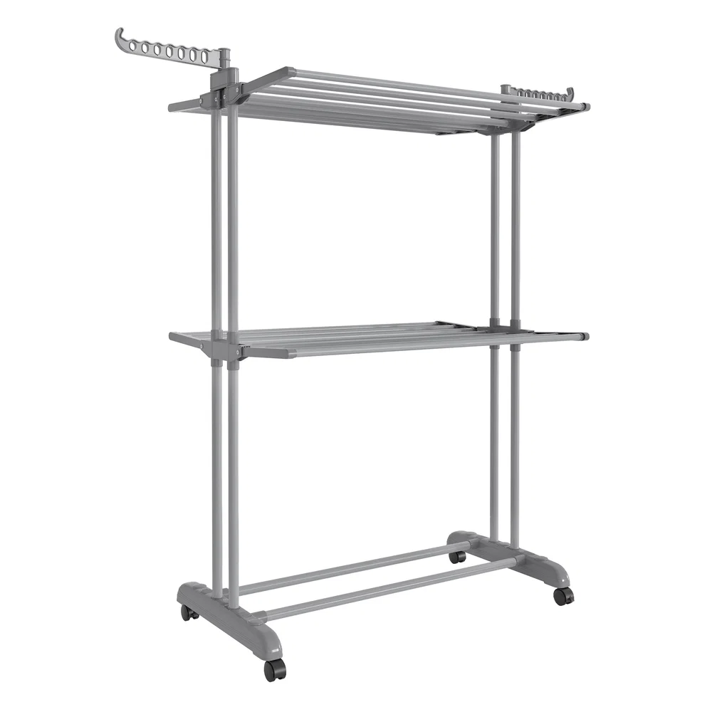 Verified SONGMICS SONGMICS Clothes Drying Rack 3-Tier Foldable Laundry Drying Rack 148 cm Tall Stainless Steel Rolling Laundry Horses High-End