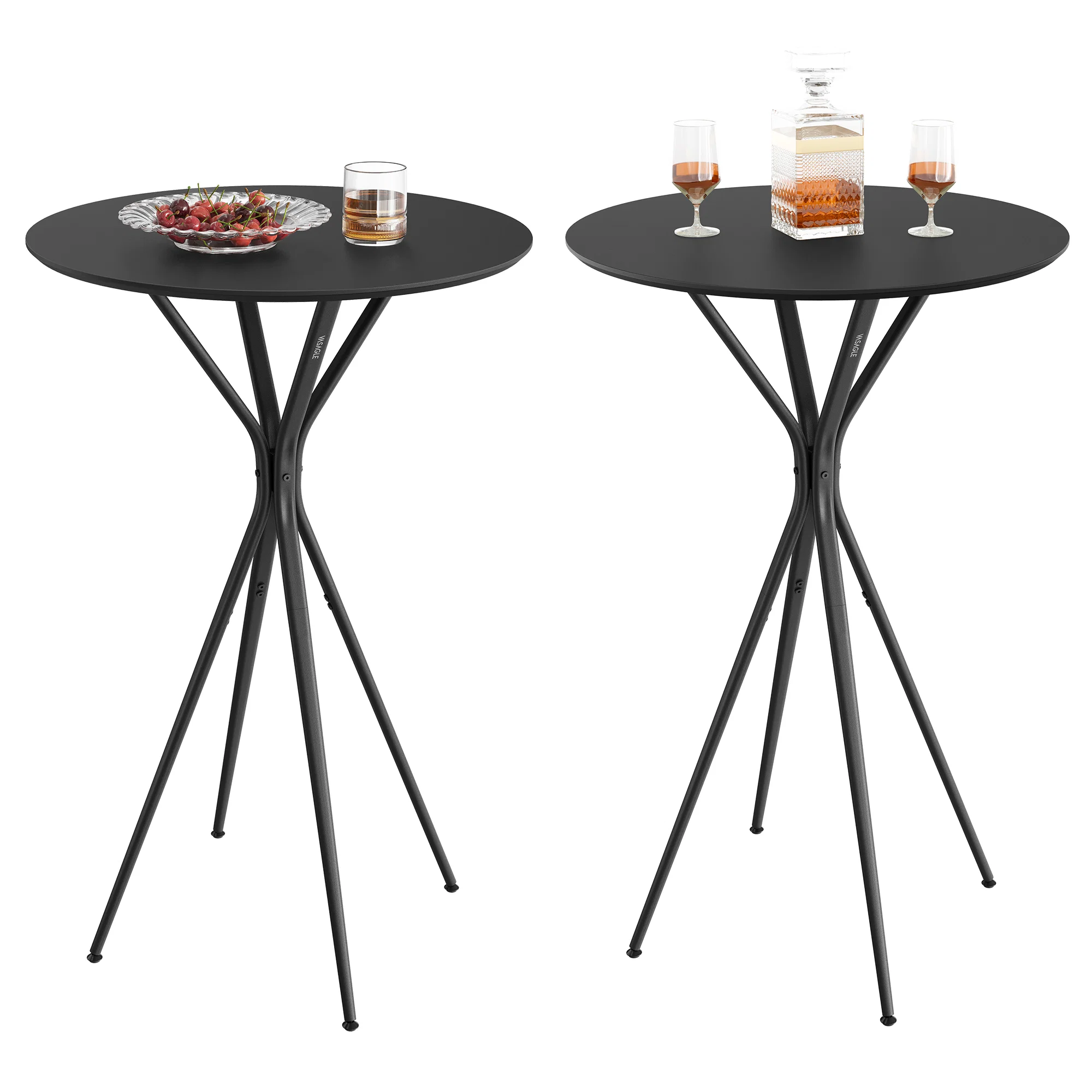 Flexible VASAGLE Set of 2 Bar Tables Round Cocktail Tables High-Performance