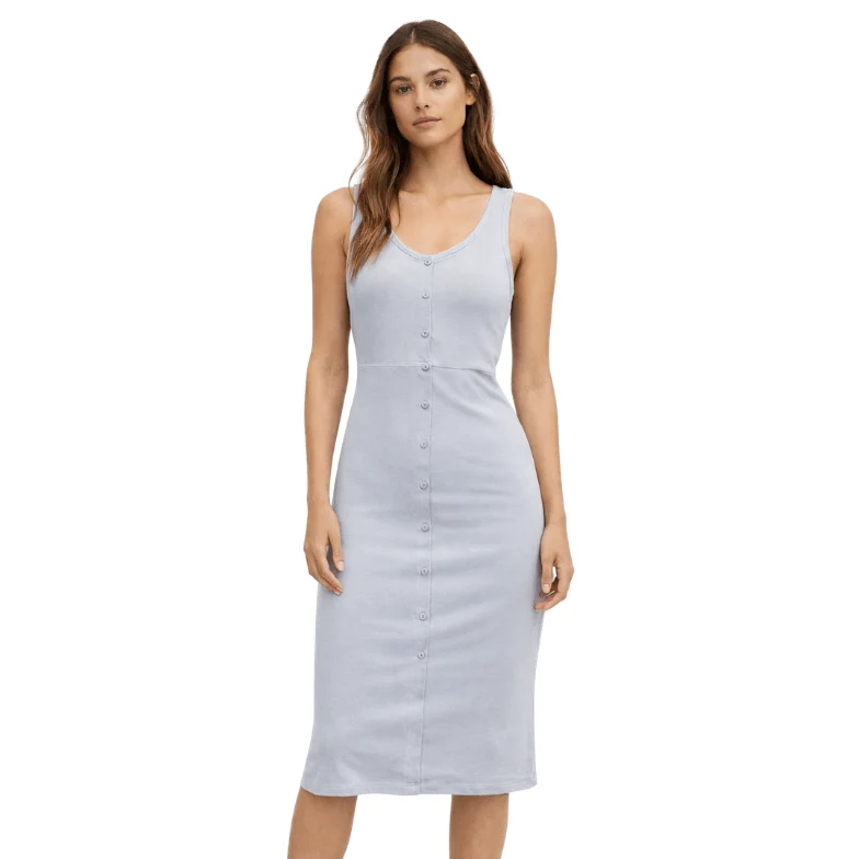 Innovative YANA Ribbed Button-Front Midi Tank Dress First-Class