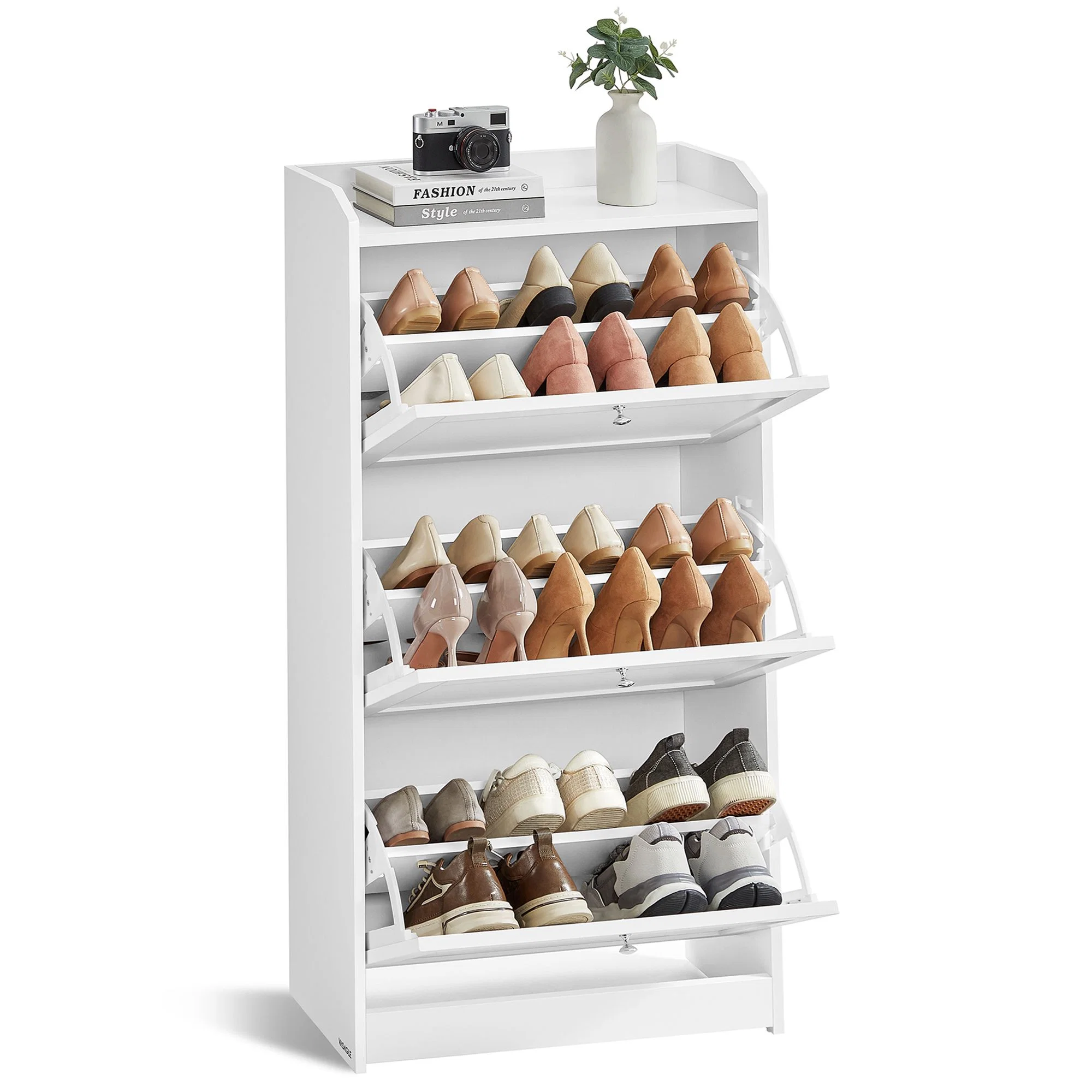 Long-Lasting VASAGLE VASAGLE Shoe Cabinet with 3 Flip Drawers Reusable