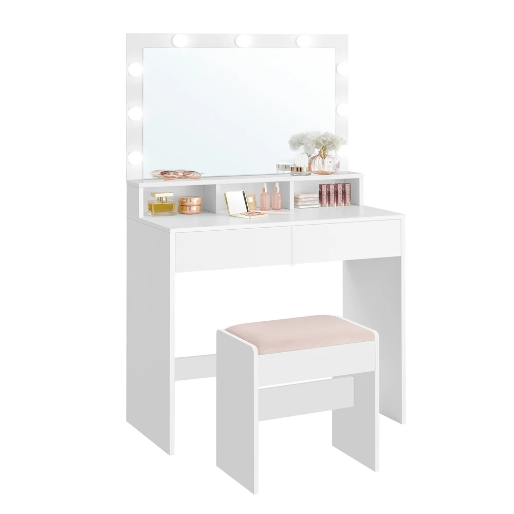 Artisan VASAGLE Kailyn Collection – Vanity Desk with Mirror and Lights Verified