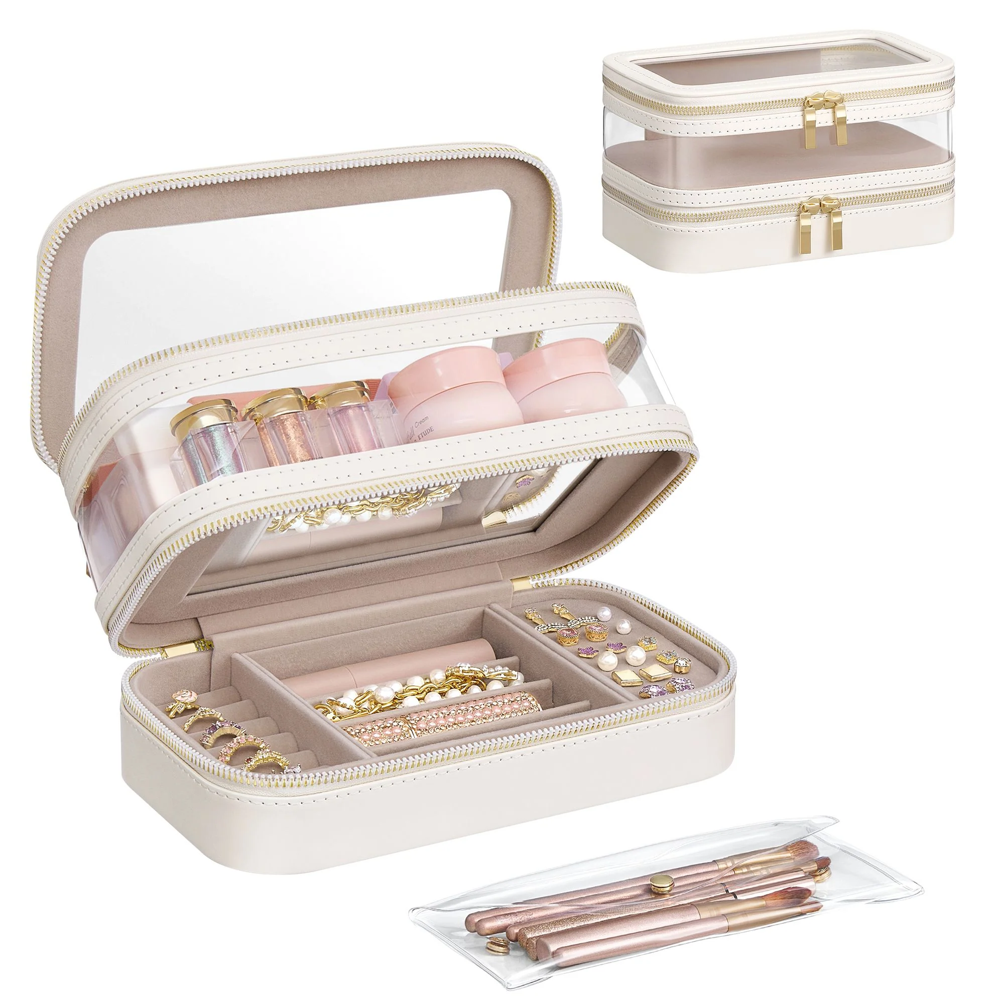 Sustainable SONGMICS Makeup Bag with Mirror Elegant