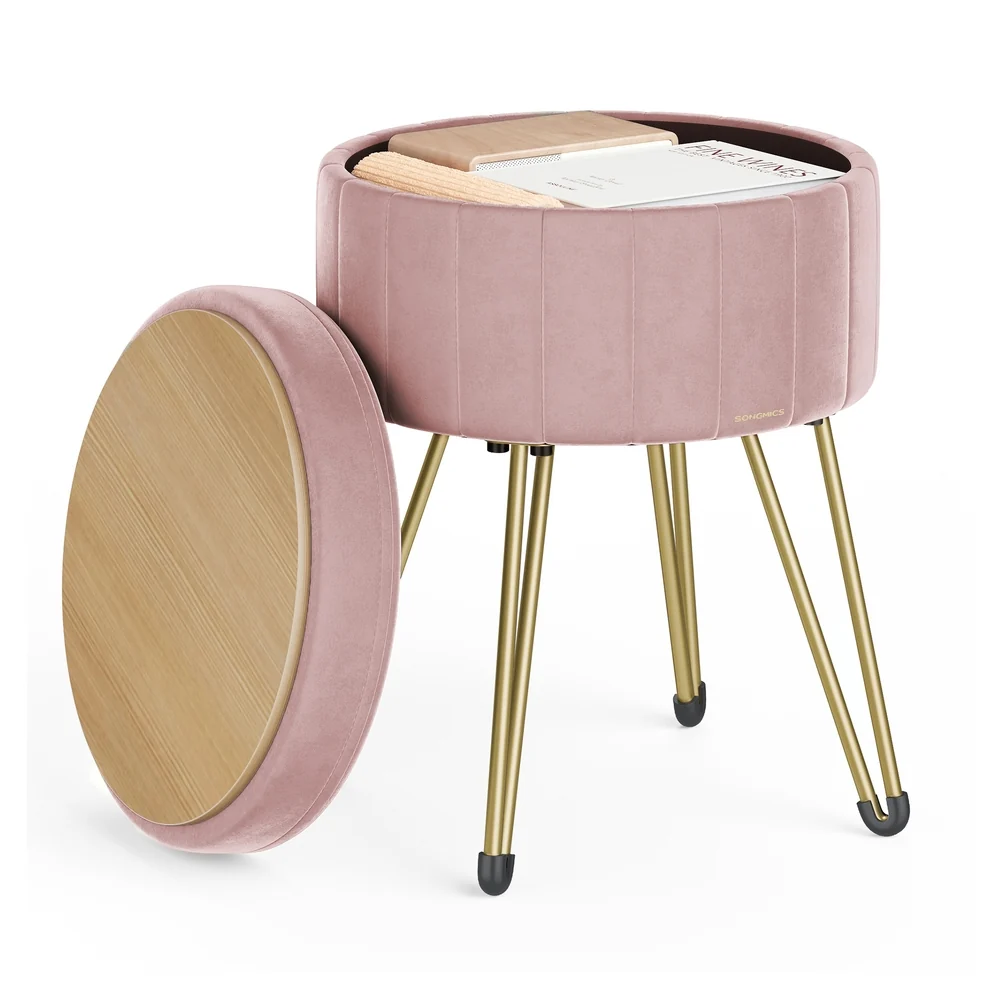 Authentic SONGMICS Giana Collection – Small Ottoman Stool with Storage Clean