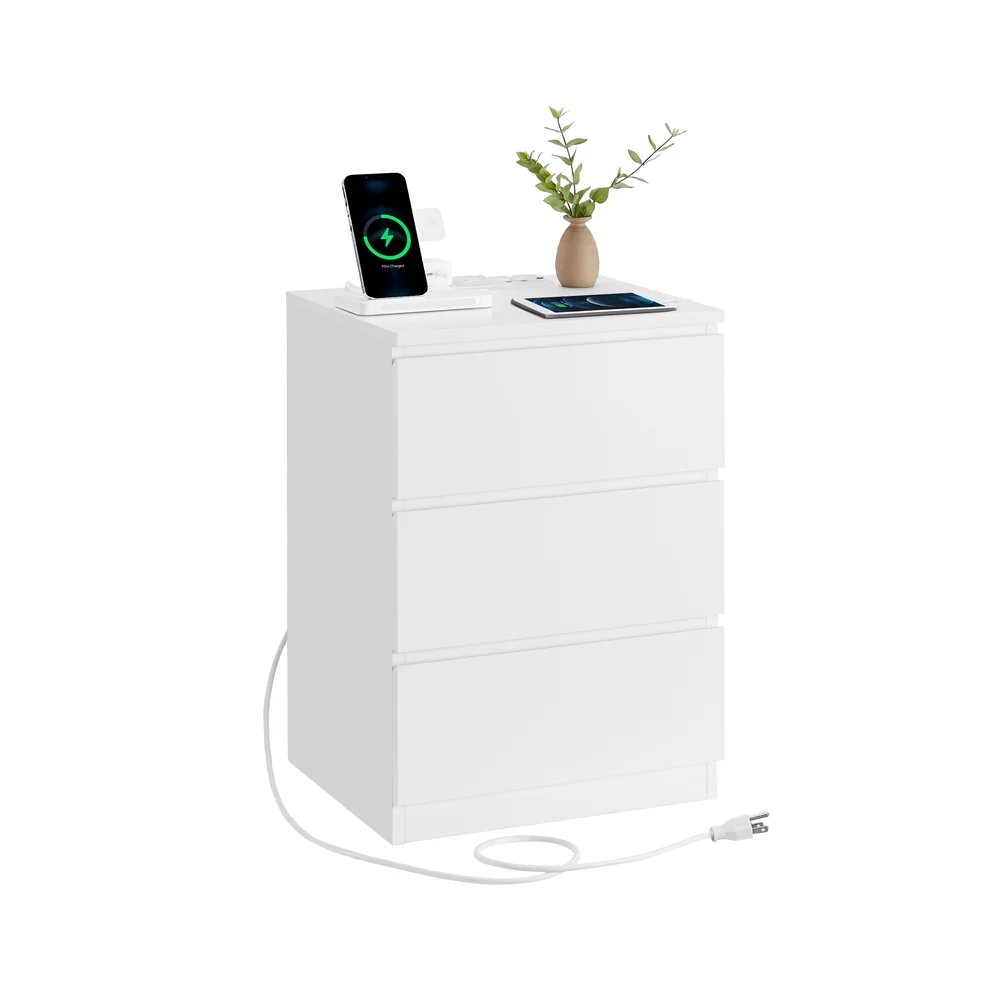 Elite VASAGLE Kailyn Collection – Nightstand with Charging Station Casual