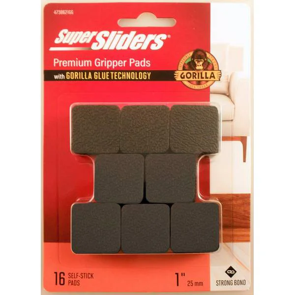 Pure GRIPPER PAD 1 quot SQ W GG BLK 16PC Fine
