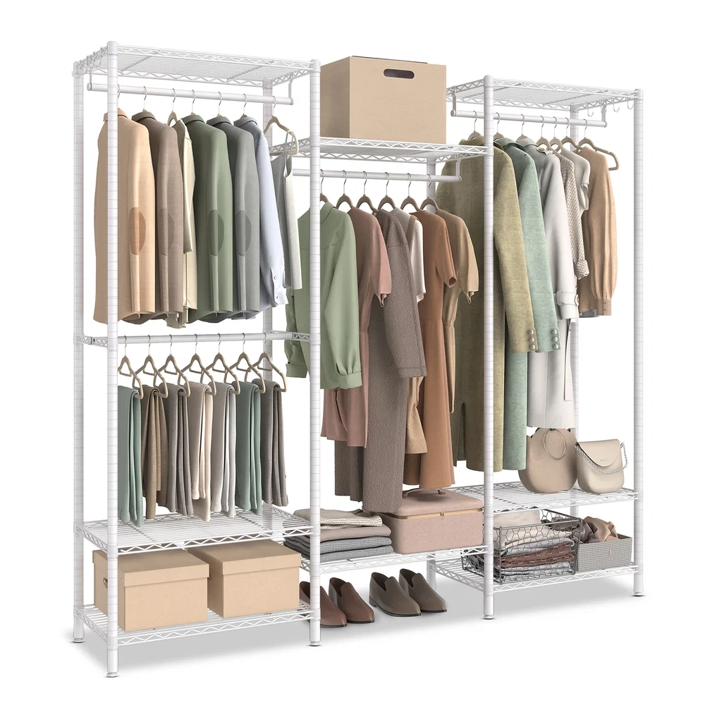 Environmentally Friendly SONGMICS Dividable Clothing Rack with Adjustable Shelves and Hanging Rails Premium Material