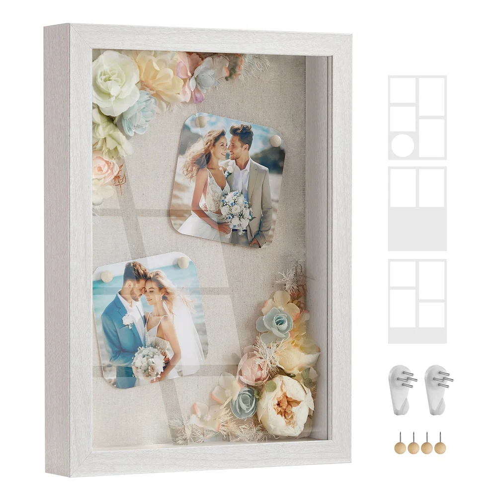 Trendy SONGMICS A4 Shadow Box Frame with Wood Push Pins Flexible