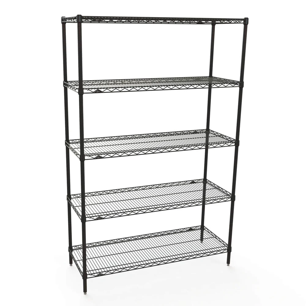 Smooth 21 quot d x 60 quot w Metro Super Erecta 5-Shelf Wire Kits – Black Organic