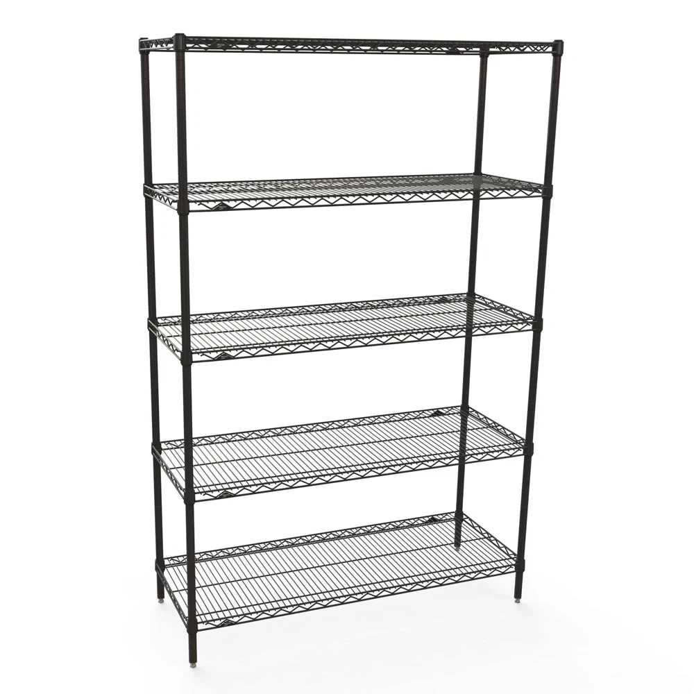Solid 18 quot d x 72 quot w Metro Super Erecta 5-Shelf Wire Kits – Black Optimized