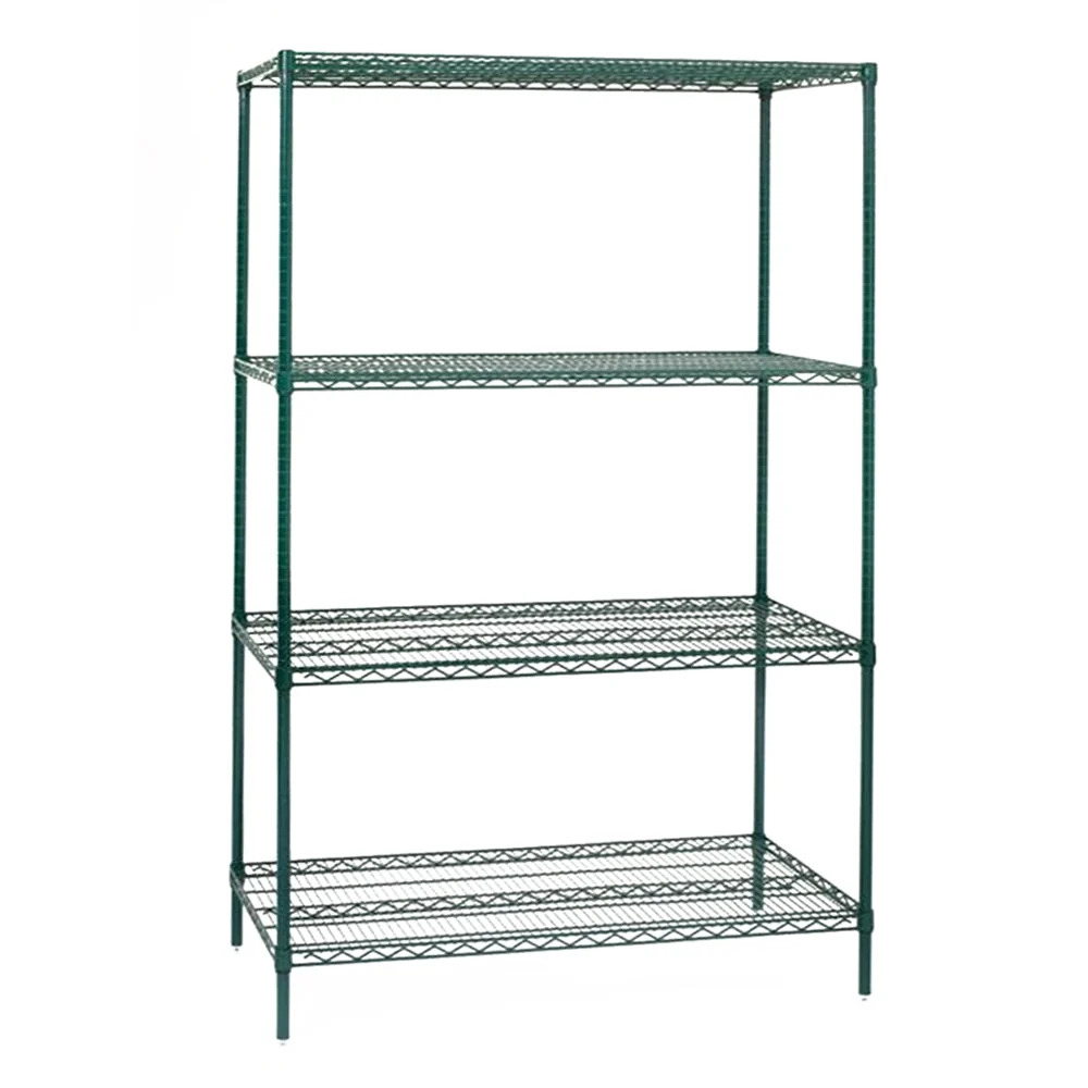 Convenient 24 quot d Green Epoxy Wire Shelving with 4 Shelves Classic