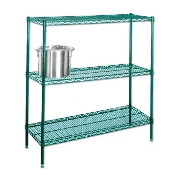 Reusable 24 quot d Green Epoxy Wire Shelving with 3 Shelves Minimalist
