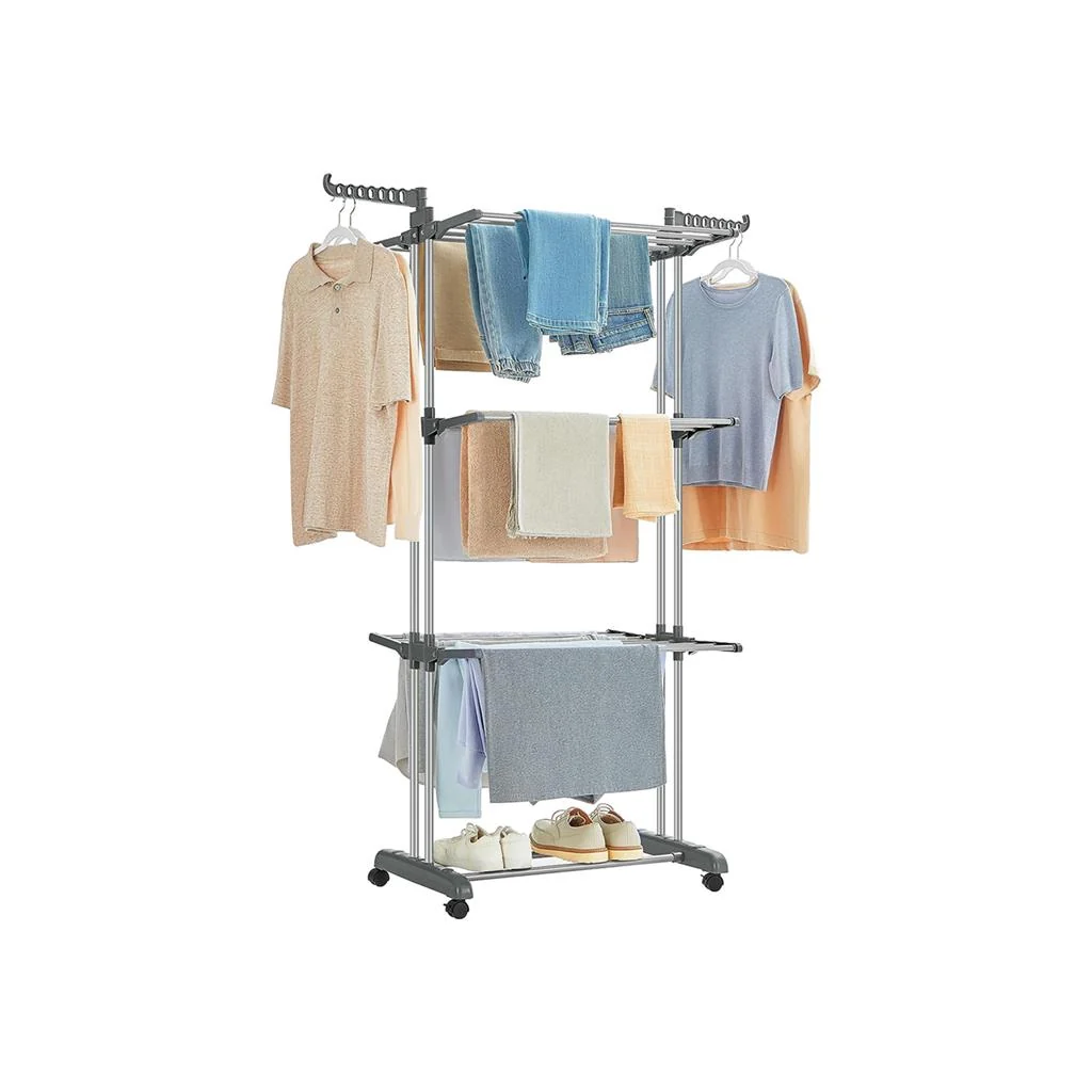 Practical SONGMICS 4-Tier Rolling Clothes Drying Rack Stand Advanced