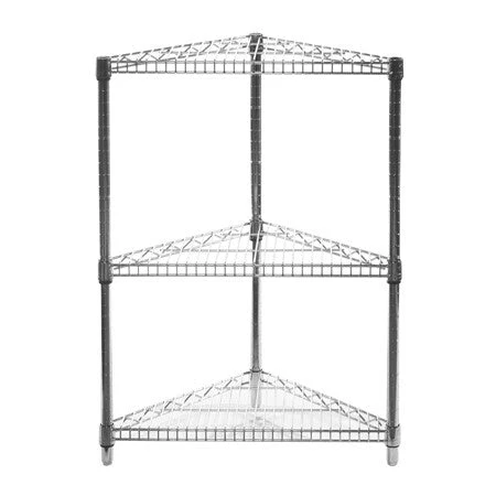 High-Performance 18 quot d Chrome Wire Triangle Corner Unit w 3 Shelves Quality