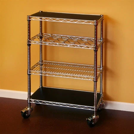 Detailed Kitchen Cart with Wine Rack – 14 quot d x 36 quot w x 34 quot h Soft