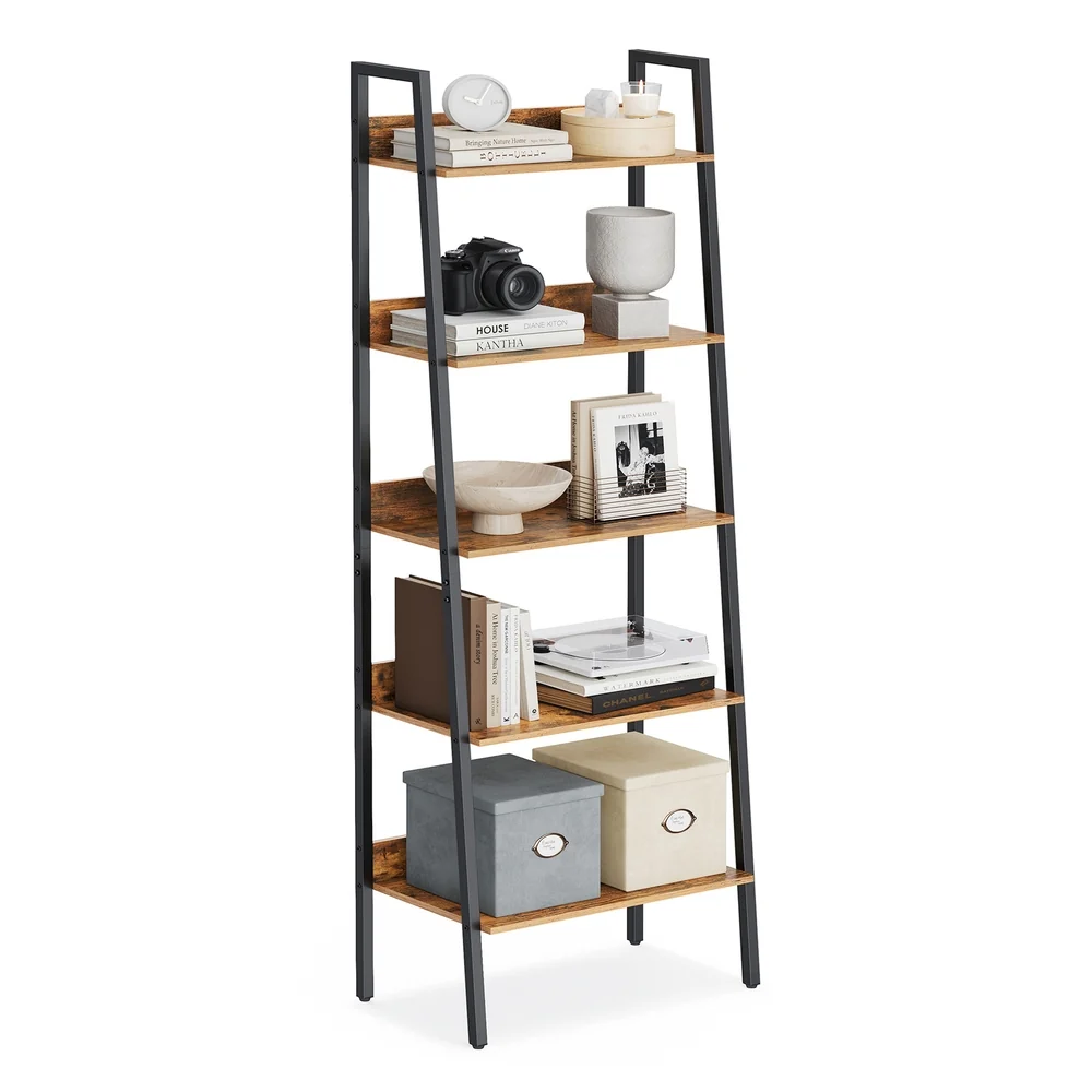 Professional VASAGLE Brown u0026 Black 5-Tier Storage Ladder Shelf Original Design