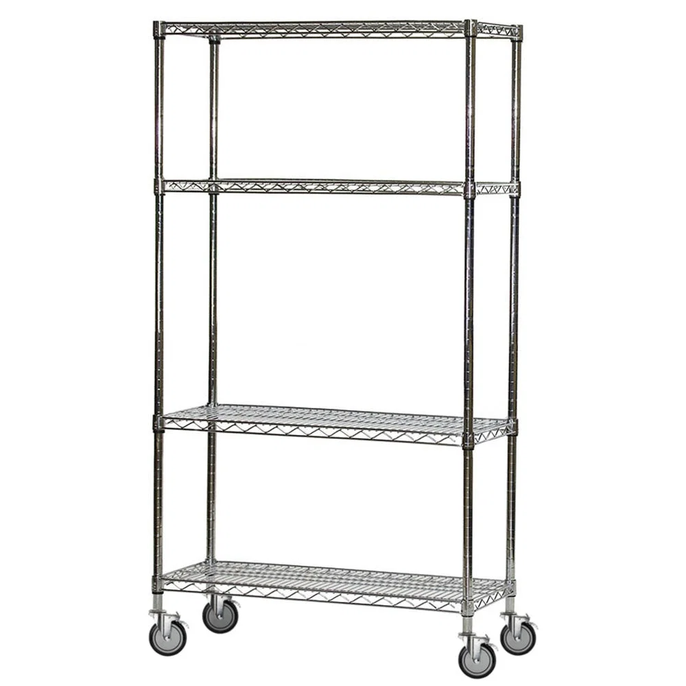 Comfortable 4-Shelf Chrome Wire Carts – 24 quot d x 48 quot w Proven