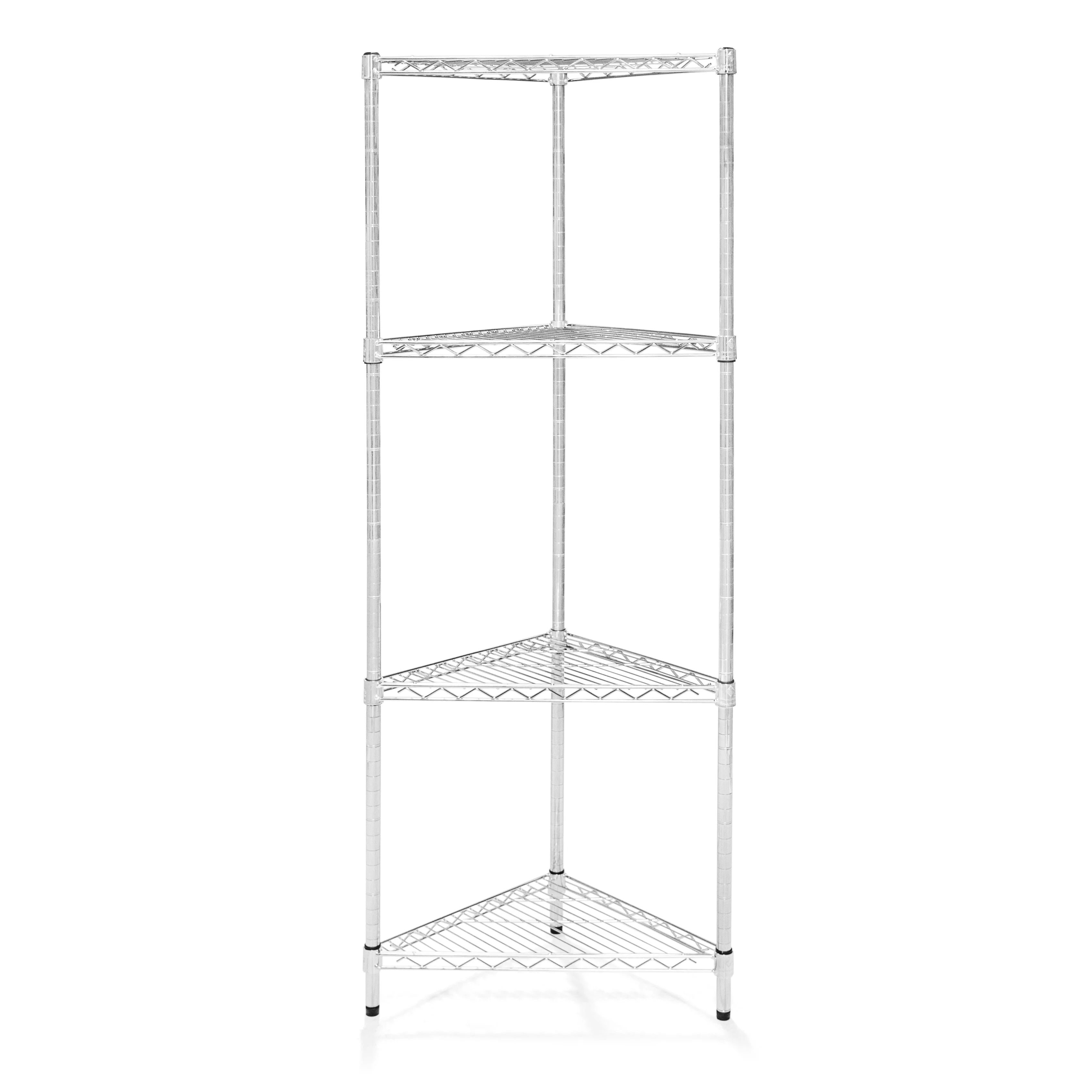 Flexible 18 quot d Chrome Wire Triangle Corner Unit w 4 Shelves High-End