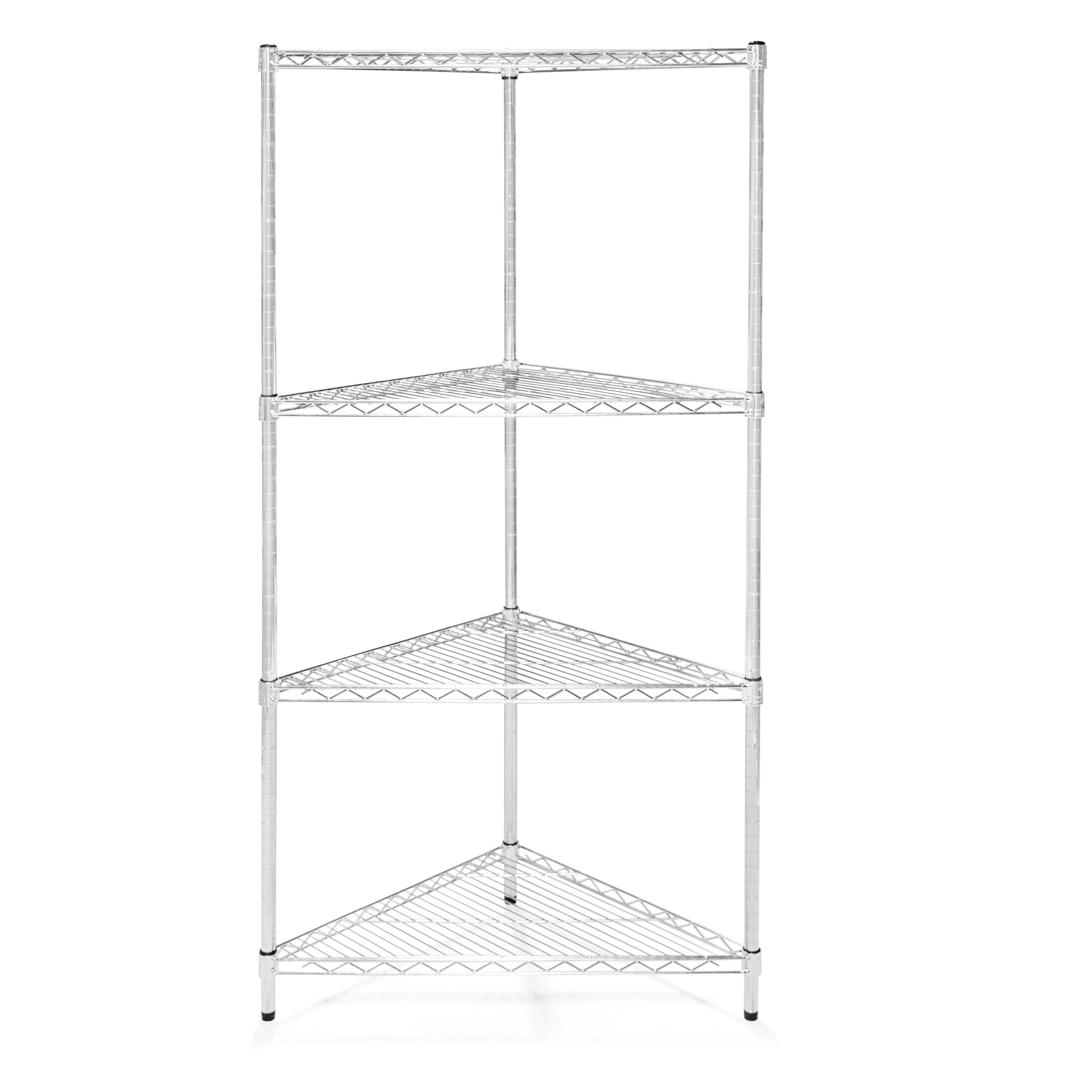 Efficient 24 quot d Chrome Wire Triangle Corner Unit w 4 Shelves Practical