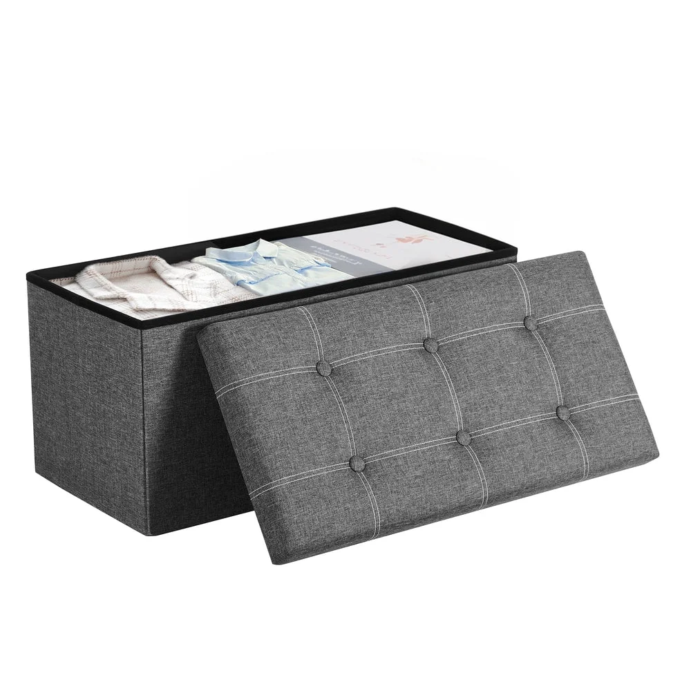 Advanced SONGMICS MAZIE Collection – Storage Ottoman Bench with Breathable Linen-Look Fabric Versatile