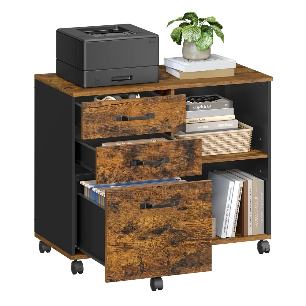 Crafted VASAGLE Brown File Cabinet with Storage Compartment Breathable