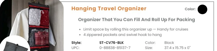 Professional HANGING TRAVEL ORGANIZER Exclusive