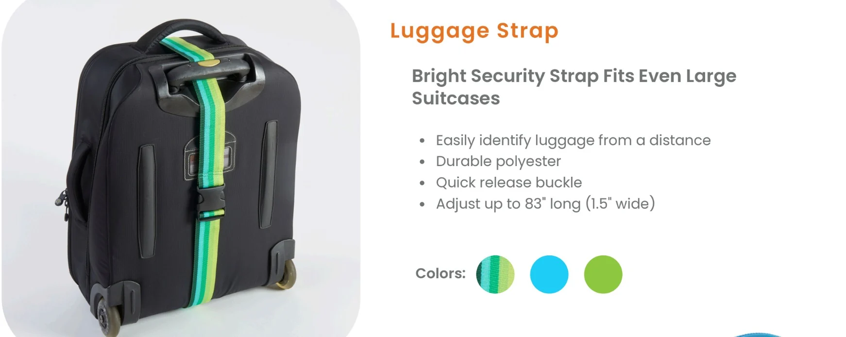 Verified LUGGAGE STRAP GREEN STRIPE Trusted
