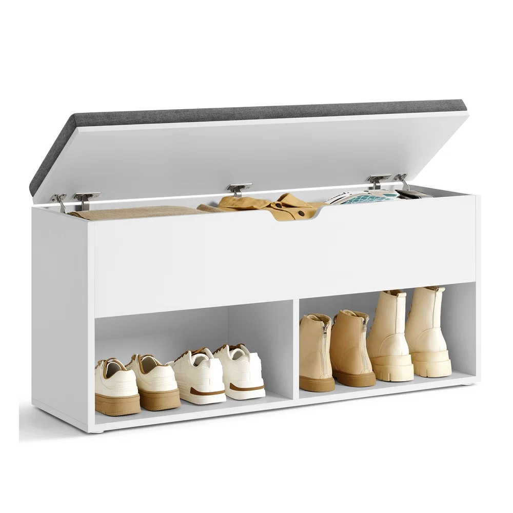 Versatile VASAGLE Shoe Bench White and Gray Elegant