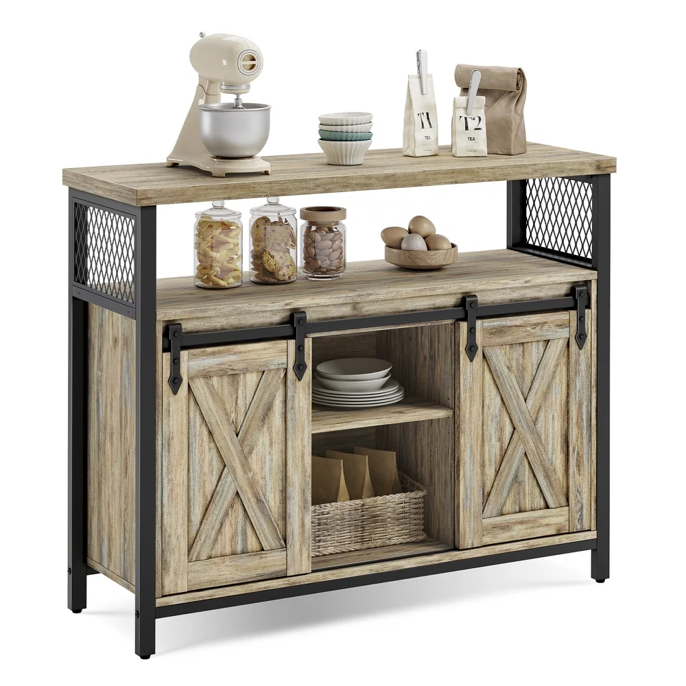 World-Class VASAGLE Daxton Collection – Dining Storage Sideboard with Door Rustic Brown Fine Crafted
