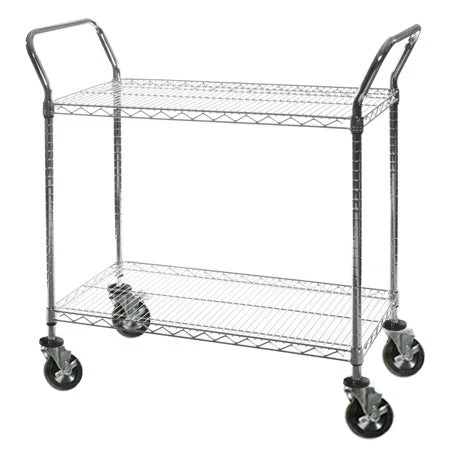 Pure 24 quot d 2-Shelf Chrome Wire Utility Carts Easy-to-Use