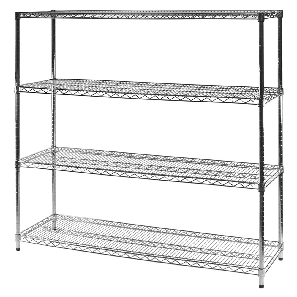 Fine 21 quot d x 60 quot w Chrome Wire Shelving w 4 Shelves Safe